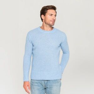 NEW Pacas Men's Baby Alpaca Wool Blend Knit Crewneck Powder Blue size large
